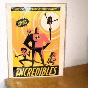 The Incredibles Pixar Disney Wall Poster Art Deco Futuristic 16" x 12" Sealed